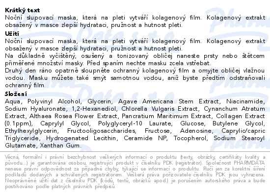 Příbalový leták - Medicube kolagenová noční pleťová maska 75ml