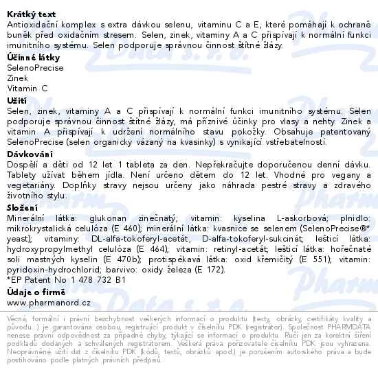 Příbalový leták - Bioaktivní Selen+Zinek 60 tablet