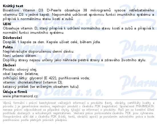 Příbalový leták - Bioaktivní Vitamin D3 D-Pearls 38mcg 80 kapslí