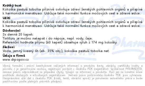 Příbalový leták - Dr.Popov Kapky bylinné Kokoška pastuší tobolka 50ml