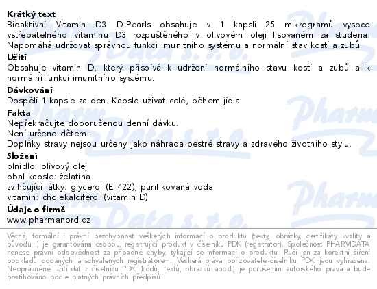 Příbalový leták - Bioaktivní Vitamin D3 D-Pearls 25mcg 80 kapslí