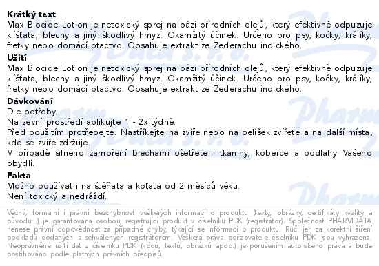 Příbalový leták - Max Biocide Margosa Lotion spray 200ml