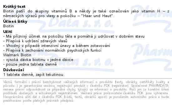 Příbalový leták - Walmark Biotin tbl.90