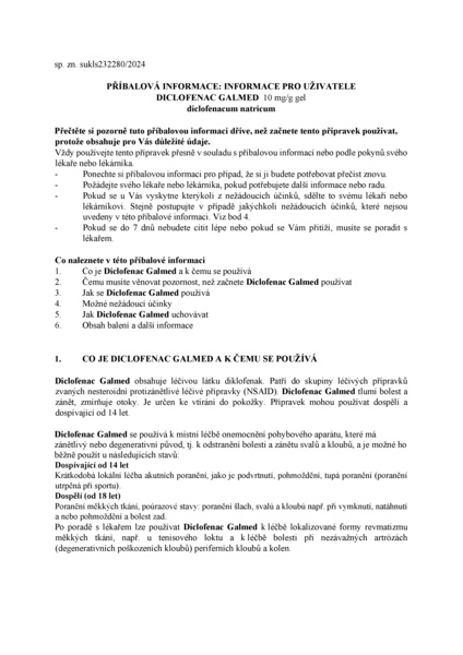 Příbalový leták (SUKL) - Diclofenac Galmed 1% gel drm.gel 1x120g