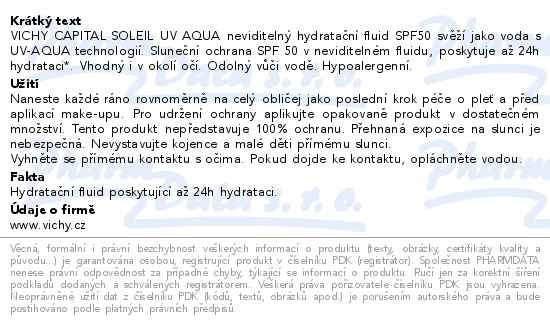Příbalový leták - VICHY CAPITAL SOLEIL UV AQUA fluid SPF50 50ml