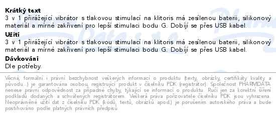 Příbalový leták - Sexy Elephant Adore Motio tlakový vibrátor