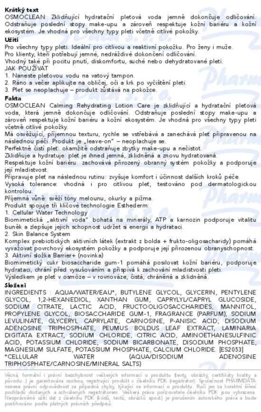 Příbalový leták - ESTHEDERM Osmoclean zklidňující tonikum 200ml