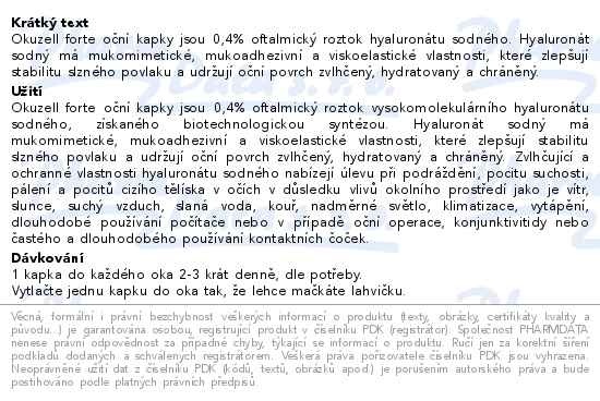 Příbalový leták - OKUZELL forte oční kapky 10 ml