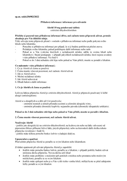Příbalový leták (SUKL) - Alerid 10mg tbl.flm.50