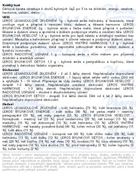 Příbalový leták - LEROS Děkuji výběr bylinných čajů 6x5sáčků