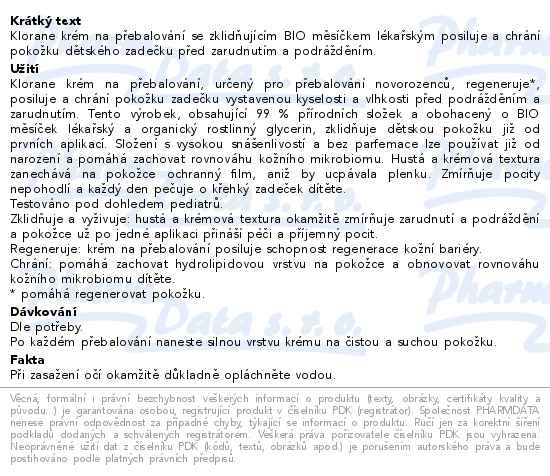 Příbalový leták - KLORANE BEBE Krém na přebal.s Bio měsíčkem 100ml