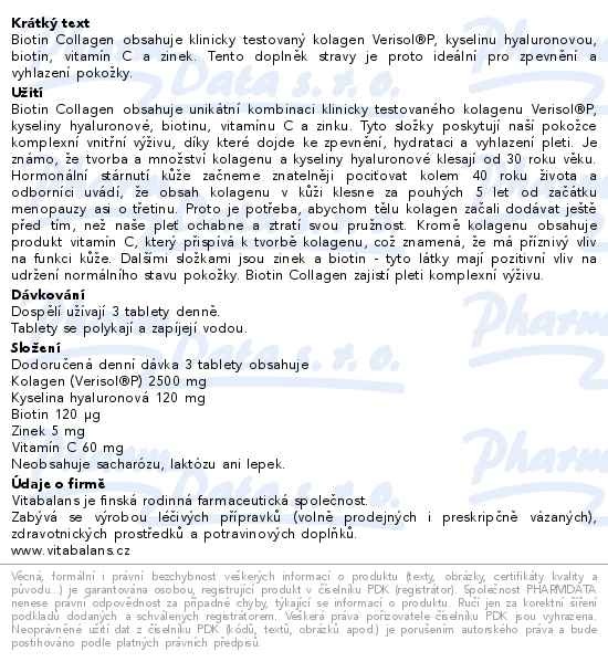 Příbalový leták - Biotin Collagen Skin Beauty 120 tablet