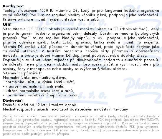 Příbalový leták - Revital Vitamin D3 Forte 1000 IU tbl.90