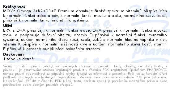 Příbalový leták - MOVit Omega 3 Premium+K2+D3+E 90 tobolek