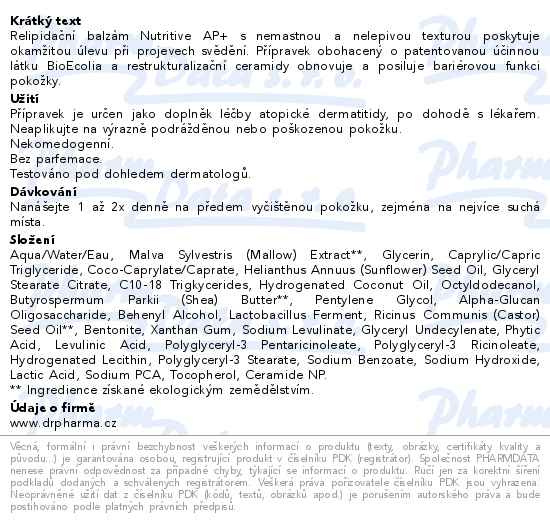 Příbalový leták - JONZAC NUTRITIVE Intenzivní balzám BIO 400ml