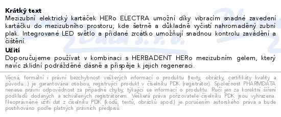 Příbalový leták - HERBADENT HERo ELECTRA mezizubní elektrický kartáček
