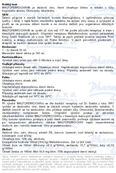 Příbalový leták - Dr.Svatek MALTOFERROCHIN Medicinální víno 500ml