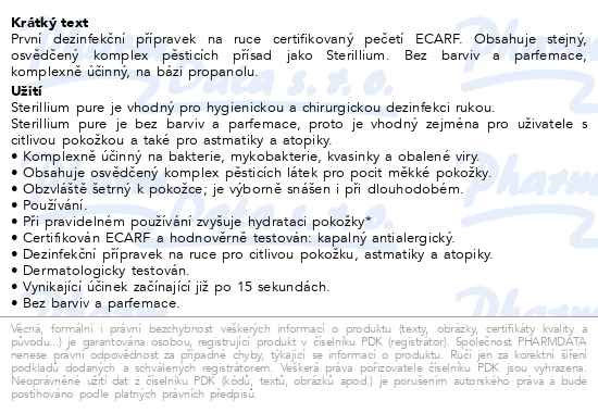Příbalový leták - Sterillium Pure dezinfekční přípravek na ruce 5L