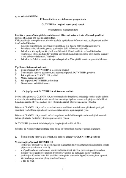 Příbalový leták (SUKL) - Olynth HA 1mg/ml nas.spr.sol.10ml