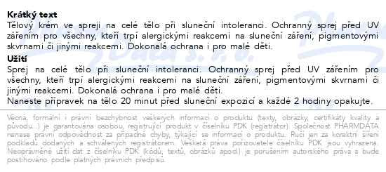 Příbalový leták - ESTHEDERM Sun Intolerance tělový krém SPF50+ 150ml