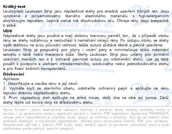 Příbalový leták - Leukoplast Leukosan Strip náplasťové stehy 2 velikosti, 9ks