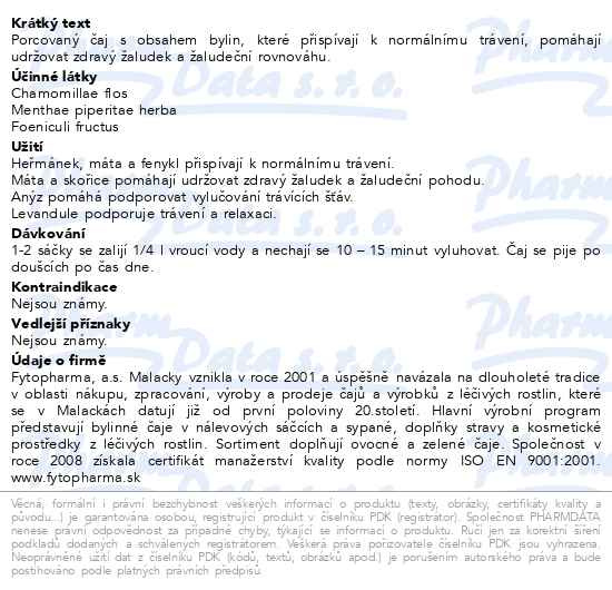 Příbalový leták - PYROSAN Bylinný čaj pro žaludeční rovnováhu 20x1.5g Fytoph.