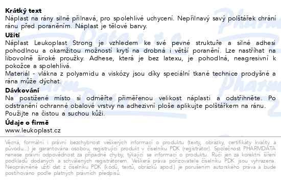 Příbalový leták - Leukoplast Strong náplast pevná/role 6cmx1m