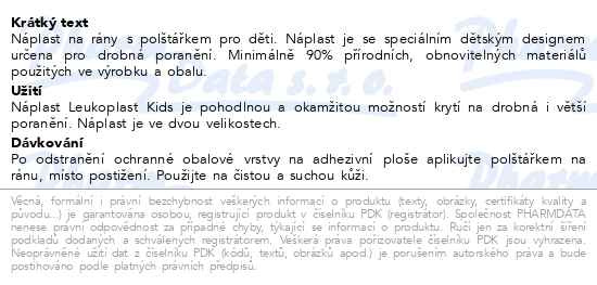 Příbalový leták - Leukoplast ECO Kids náplast 2 velikosti 12ks