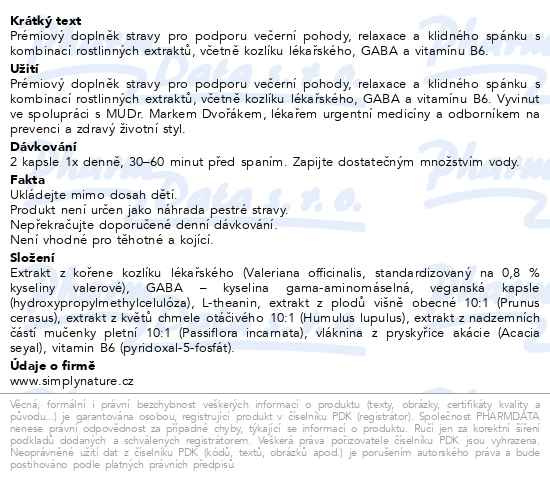 Příbalový leták - Beggs Better Sleep cps.60