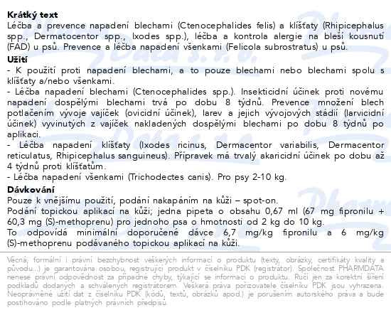Příbalový leták - FYPRYST combo 1x0.67ml spot-on pro psy 2-10kg