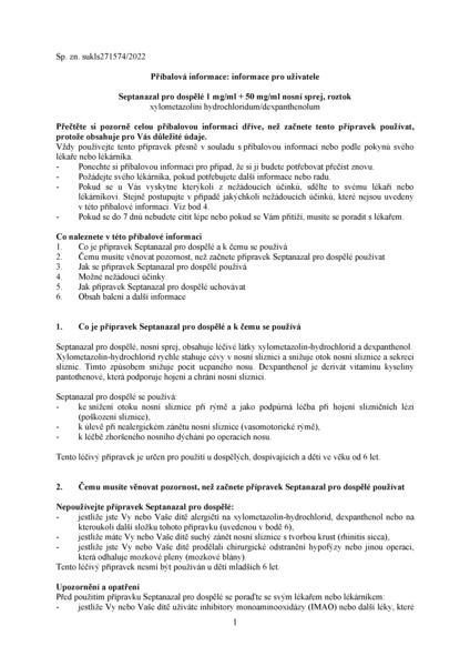 Příbalový leták (SUKL) - Septanazal dosp.1mg/50mg v 1ml nas.spr.sol.1x10ml