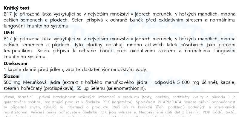 Příbalový leták - B17 Active 500mg + Selen cps.60