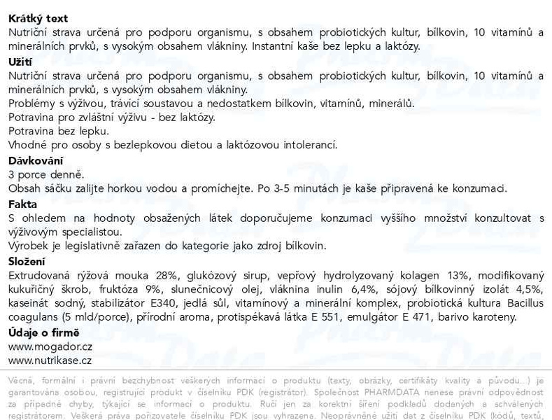 Příbalový leták - Nutrikaše probiotic s proteinem 180g (3x60g)