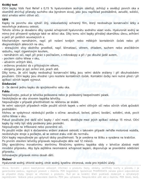 Příbalový leták - Vizik Fast Relief oční kapky 10ml