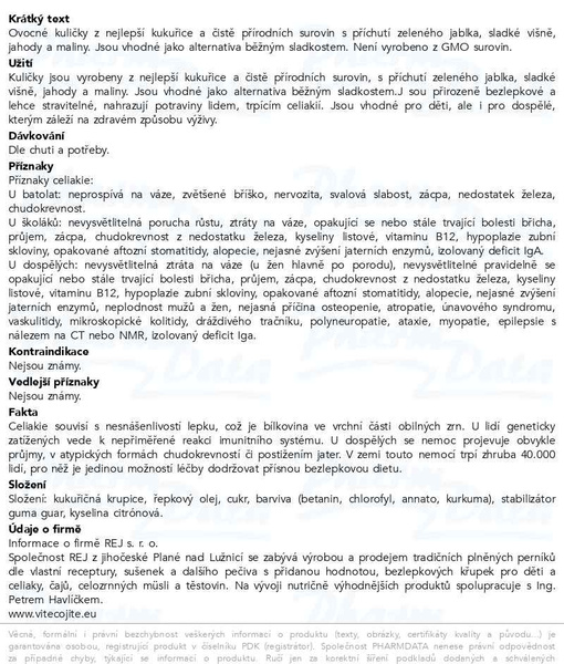 Příbalový leták - Kukuřičné ovocné kuličky bezlepkové 45g