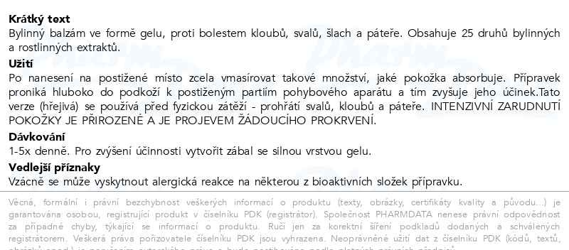 Příbalový leták - Koňská mast hřejivá 500ml
