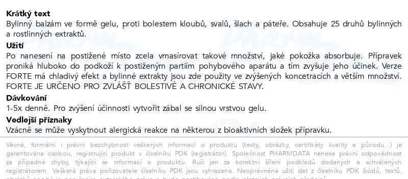 Příbalový leták - Koňská mast forte (chladivá) 250ml