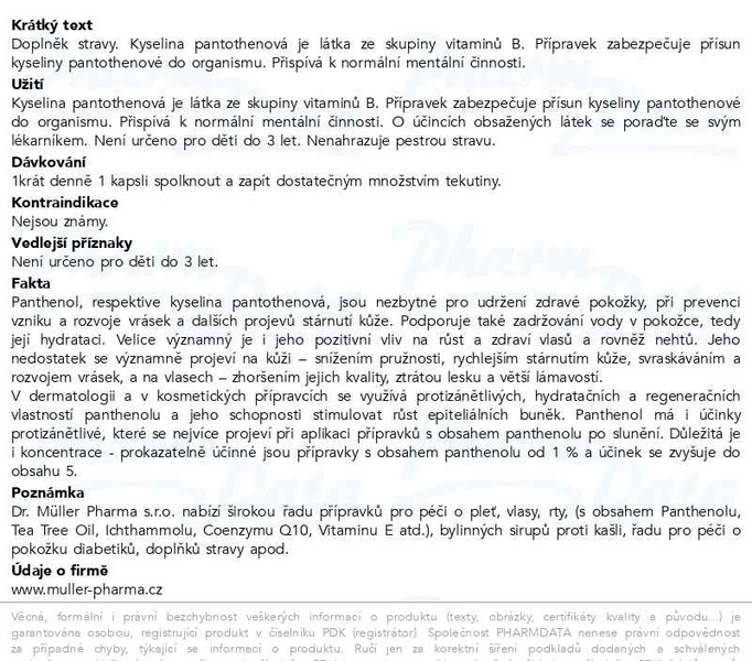 Příbalový leták - Panthenol 40mg Dr.Müller 60 kapslí