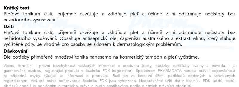 Příbalový leták - Tea Tree Oil pleťové tonikum 150ml Dr.Müller