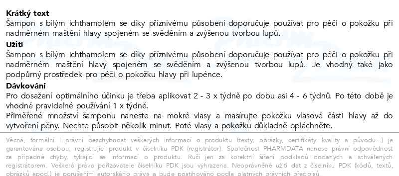 Příbalový leták - Ichthyo Care šampon proti lupům 3% NEW 200ml