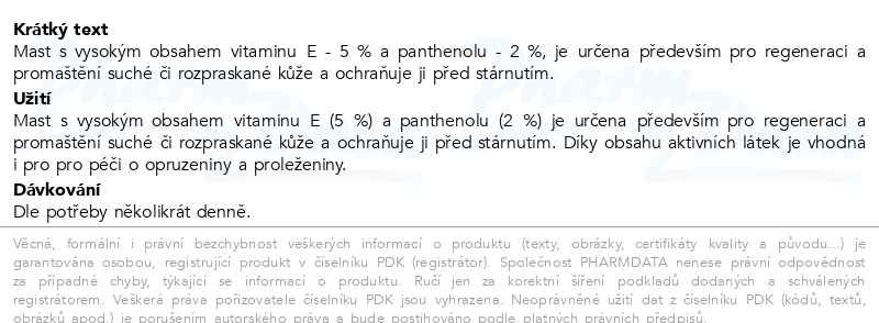 Příbalový leták - Vitamin E mast 5% 30g Dr.Müller