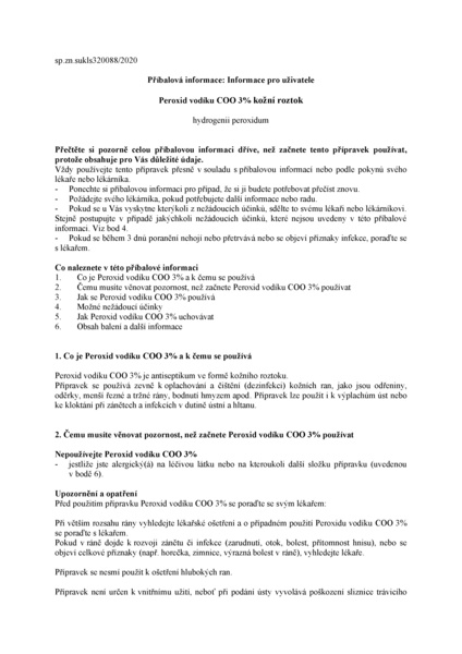 Příbalový leták (SUKL) - Peroxid vodíku COO 3% drm.sol.100ml