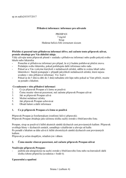 Příbalový leták (SUKL) - Prospan sirup 100ml