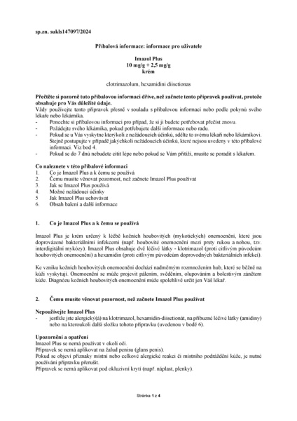 Příbalový leták (SUKL) - Imazol Plus 10mg/g+2.5mg/g crm.30g