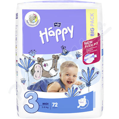 Happy Midi dětské pleny 72ks