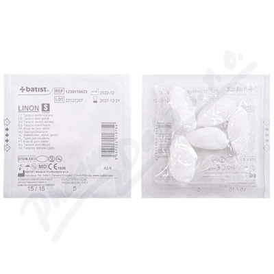 LINON S tampon z gázy sterilní stáčený 15/15cm 5ks