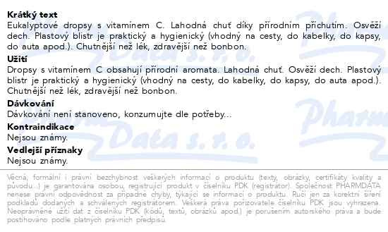 Příbalový leták - Pectol eucalyptový drops s vit.C blistr 8ks