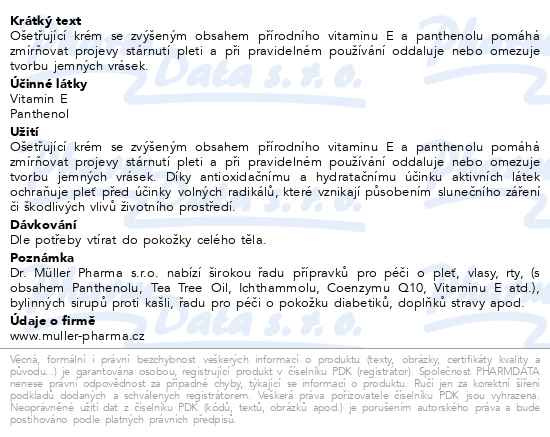 Příbalový leták - Vitamin E krém 2% 30g Dr.Müller