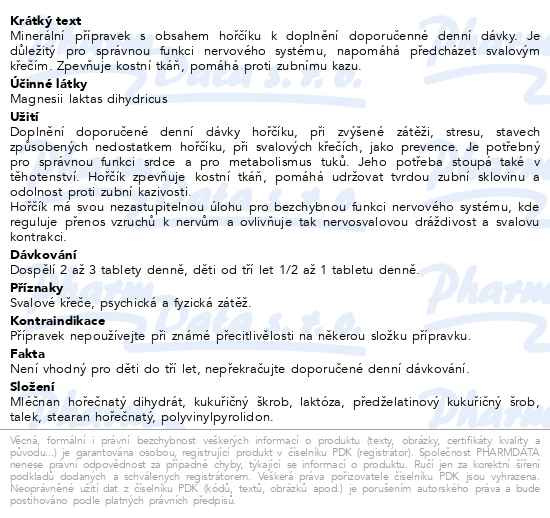 Příbalový leták - Magnesii lactici galmed tbl 50x0.5g