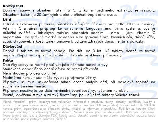 Příbalový leták - Echinacea/Vitamin C 1000/Zinc Generica eff.tbl.20